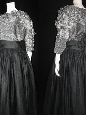 Sparkle Black Floral Appliqué Women's Top